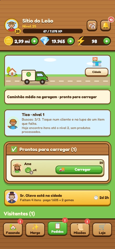 Pedidos e caminhão